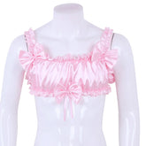 Androgynous Ruffled Satin Crop Top Lingerie